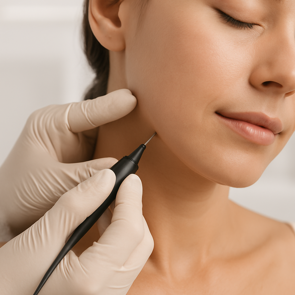 A lady being a live model for beginner aesthetics courses at sf aesthetics Daventry.